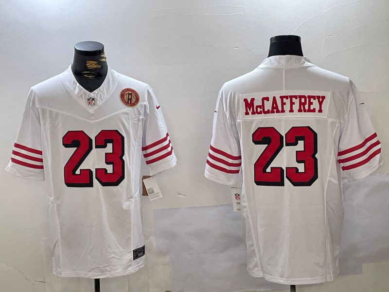 Men San Francisco 49ers #23 Mccaffrey White Three generations 2024 Nike Vapor Limited NFL Jersey style 3->san francisco 49ers->NFL Jersey